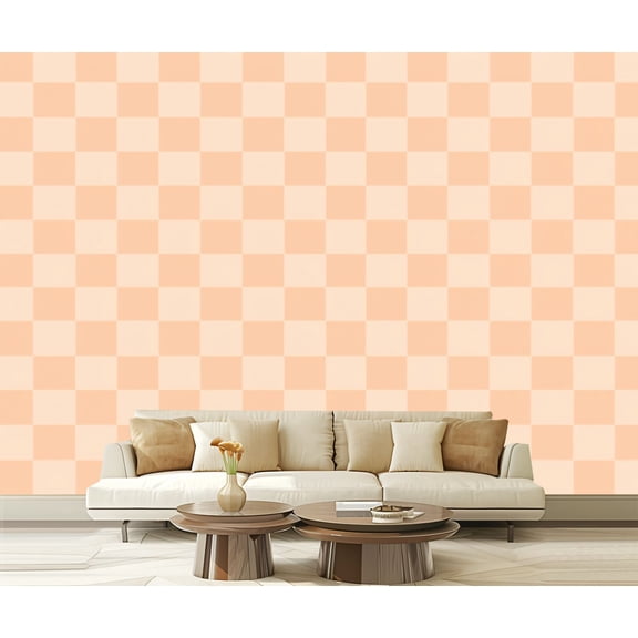 Wall Mural Peel and Stick Beige Checkerboard Seamless Geometric Design Self-Adhesive Wallpaper Removable Wall Decal Wall Sticker Home Decor for Living Room Bedroom 100"x144"
