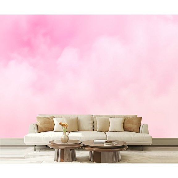 Wall Mural Peel and Stick Cloud series Colorful cotton candy Soft fog clouds pastel colored pink Self-Adhesive Wallpaper Removable Wall Decal Wall Sticker Home Decor for Living Room Bedroom 100"x144"
