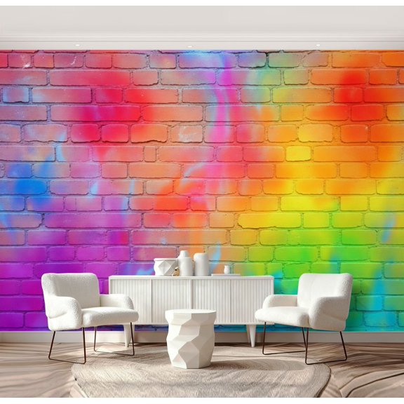 Wall Mural Peel and Stick Color brick wall multi colored Self-Adhesive Wallpaper Removable Wall Decal Wall Sticker Home Decor for Living Room Bedroom 69"x96"