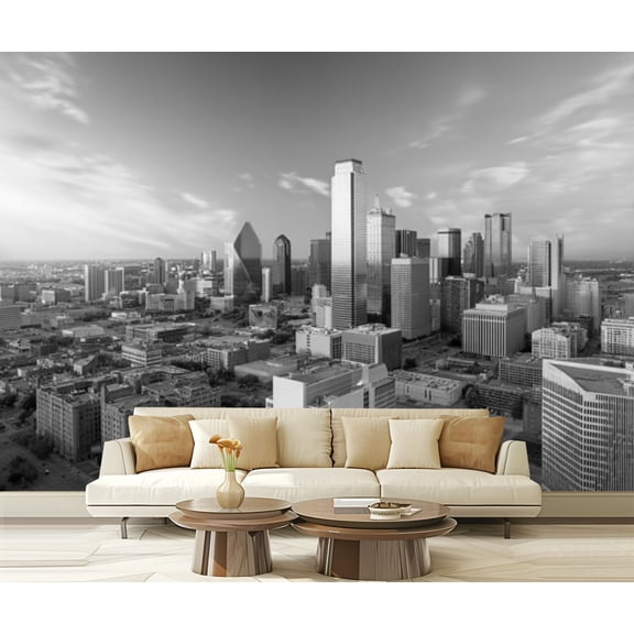 Wall Mural Peel and Stick Dallas Texas cityscape Self-Adhesive Wallpaper Removable Wall Decal Wall Sticker Home Decor for Living Room Bedroom 100"x144"