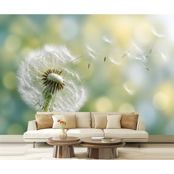 Wall Mural Peel and Stick Dandelion clock morning sun Self-Adhesive Wallpaper Removable Wall Decal Wall Sticker Home Decor for Living Room Bedroom 100"x144"