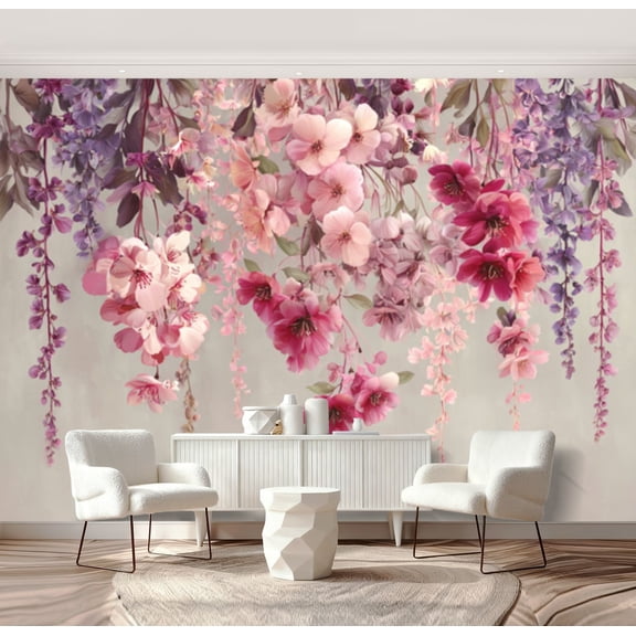 Barrier Sticker Wall Mural Peel and Stick Elegant Crystal Chandelier Purple Gemstones ...