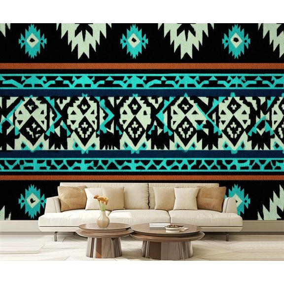 Wall Mural Peel and Stick Ethnic seamless geometric ornament Navajo print Self-Adhesive Wallpaper Removable Wall Decal Wall Sticker Home Decor for Living Room Bedroom 100"x144"