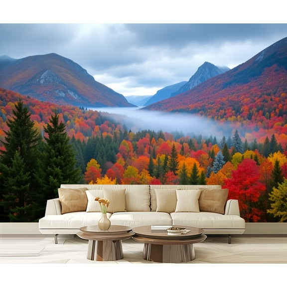 Wall Mural Peel and Stick Fall Foliage White Mountains New Hampshire Self-Adhesive Wallpaper Removable Wall Decal Wall Sticker Home Decor for Living Room Bedroom 100"x144"