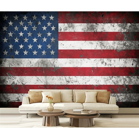 Wall Mural Peel and Stick Flag textured wall American patriotism symbol Self-Adhesive Wallpaper Removable Wall Decal Wall Sticker Home Decor for Living Room Bedroom 100"x144"