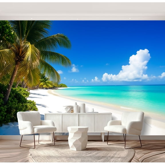 Wall Mural Peel and Stick Flamenco Beach Culebra Island Puerto Rico Self-Adhesive Wallpaper Removable Wall Decal Wall Sticker Home Decor for Living Room Bedroom 69"x96"