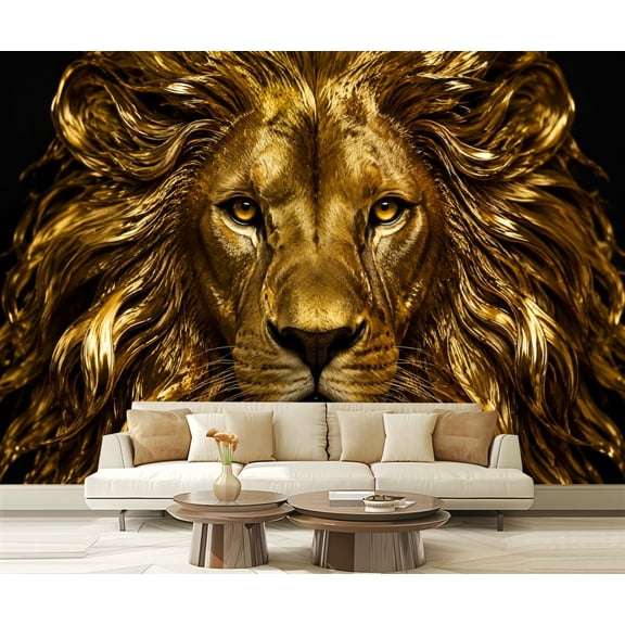 Wall Mural Peel and Stick Golden Lion Portrait Majestic Mane Detailed Art Self-Adhesive Wallpaper Removable Wall Decal Wall Sticker Home Decor for Living Room Bedroom 100"x144"