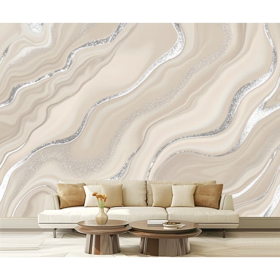 Wall Mural Peel and Stick Grey Water Color Marble Silver Alcohol Ink Gray Marble Grey Modern Self-Adhesive Wallpaper Removable Wall Decal Wall Sticker Home Decor for Living Room Bedroom 100"x144"