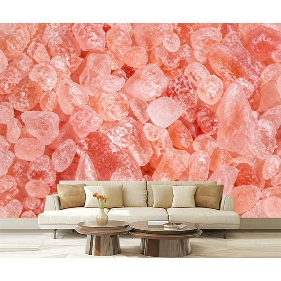 Wall Mural Peel and Stick Himalayan pink salt rock from whole solid crystal block Self-Adhesive Wallpaper Removable Wall Decal Wall Sticker Home Decor for Living Room Bedroom 100"x144"