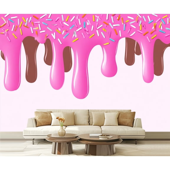 Wall Mural Peel and Stick Icing sprinkles pink ice cream spray Seamless Self-Adhesive Wallpaper Removable Wall Decal Wall Sticker Home Decor for Living Room Bedroom 100"x144"