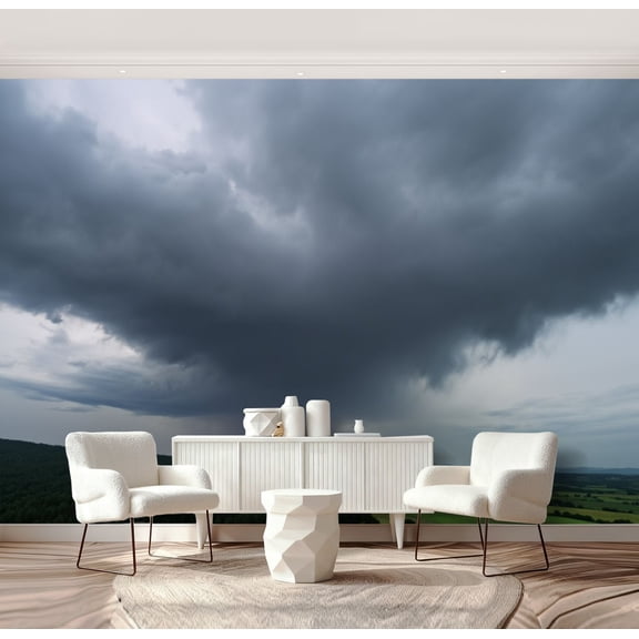 Wall Mural Peel and Stick Large approaching thunderstorm cloud aerial view Self-Adhesive Wallpaper Removable Wall Decal Wall Sticker Home Decor for Living Room Bedroom 69"x96"