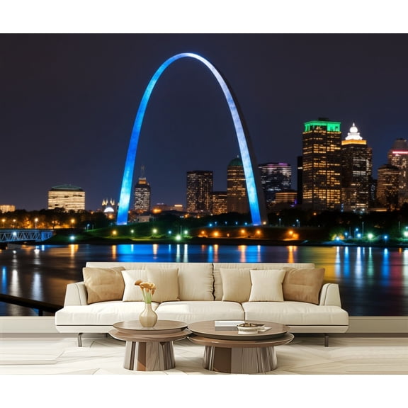 Wall Mural Peel and Stick arch city St Louis Self-Adhesive Wallpaper Removable Wall Decal Wall Sticker Home Decor for Living Room Bedroom 100"x144"
