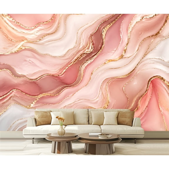 Wall Mural Peel and Stick Liquid marble design abstract painting gold splash texture Self-Adhesive Wallpaper Removable Wall Decal Wall Sticker Home Decor for Living Room Bedroom 100"x144"