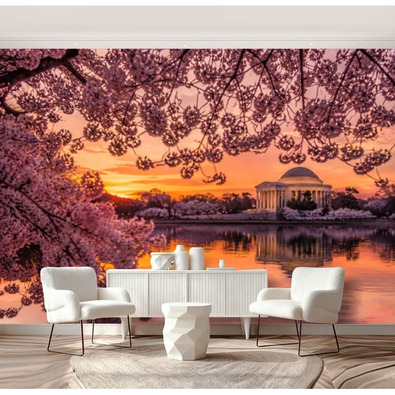 Wall Mural Peel and Stick Memorial Cherry Blossom Self-Adhesive Wallpaper Removable Wall Decal Wall Sticker Home Decor for Living Room Bedroom 69"x96"