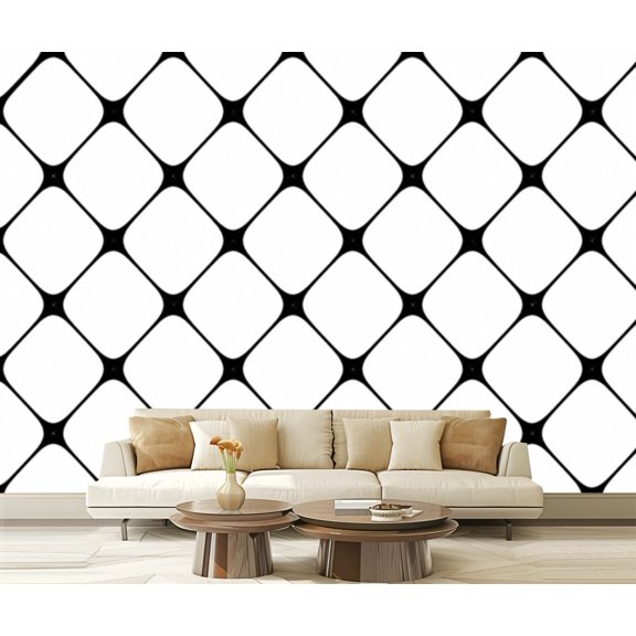 Wall Mural Peel and Stick Minimalist Black White Geometric Diamond Shapes Self-Adhesive Wallpaper Removable Wall Decal Wall Sticker Home Decor for Living Room Bedroom 100"x144"