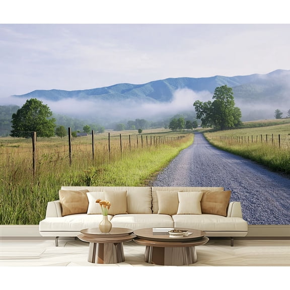 Wall Mural Peel and Stick Morning Cades Cove Smoky Mountains Self-Adhesive Wallpaper Removable Wall Decal Wall Sticker Home Decor for Living Room Bedroom 100"x144"