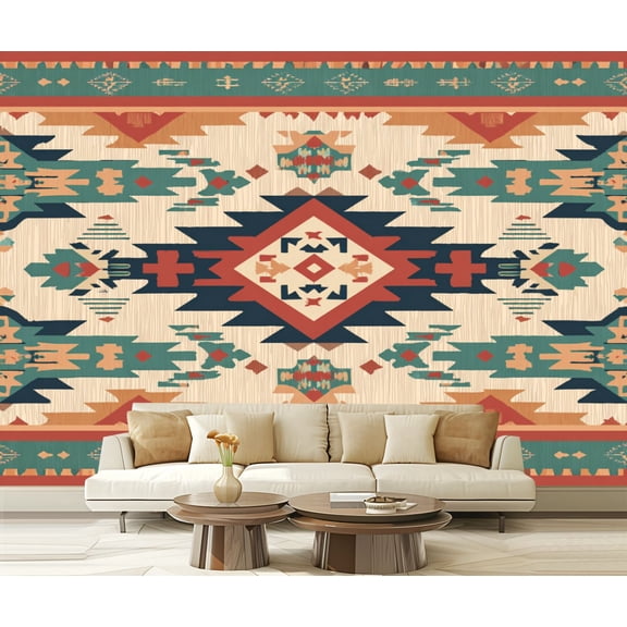 Wall Mural Peel and Stick Native American Southwest Aztec Navajo seamless Tribal Self-Adhesive Wallpaper Removable Wall Decal Wall Sticker Home Decor for Living Room Bedroom 100"x144"