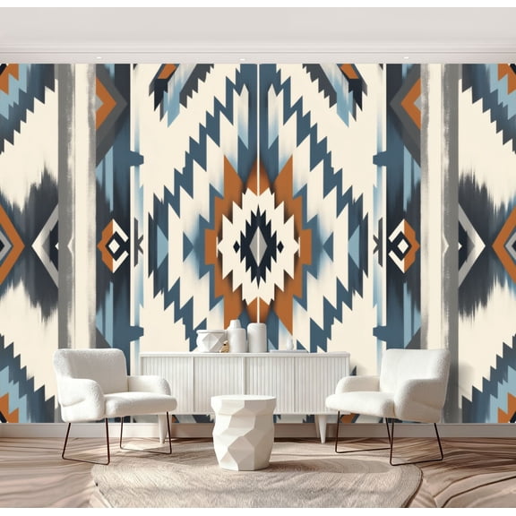 Wall Mural Peel and Stick Navajo tribal seamless Native American ornament Ethnic South Self-Adhesive Wallpaper Removable Wall Decal Wall Sticker Home Decor for Living Room Bedroom 69"x96"