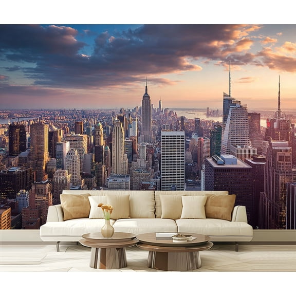 Wall Mural Peel and Stick New York City skyline Self-Adhesive Wallpaper Removable Wall Decal Wall Sticker Home Decor for Living Room Bedroom 100"x144"