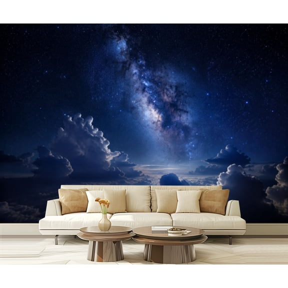 Wall Mural Peel and Stick Night sky stars clouds Self-Adhesive Wallpaper Removable Wall Decal Wall Sticker Home Decor for Living Room Bedroom 100"x144"