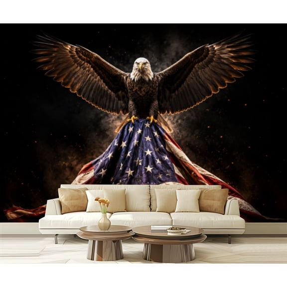 Wall Mural Peel and Stick North American Bald Eagle American flag Freedom Self-Adhesive Wallpaper Removable Wall Decal Wall Sticker Home Decor for Living Room Bedroom 100"x144"