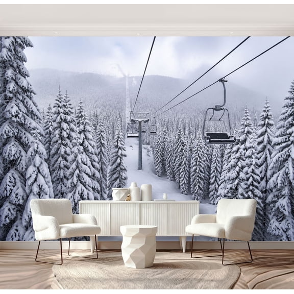 Wall Mural Peel and Stick Old cable ski lift no passangers Self-Adhesive Wallpaper Removable Wall Decal Wall Sticker Home Decor for Living Room Bedroom 69"x96"