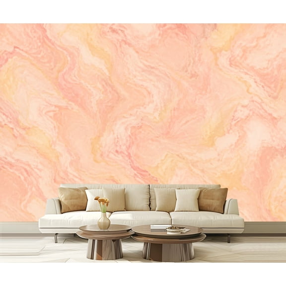 Wall Mural Peel and Stick Pastel Millennial Pink Pale Yellow Coral Grunge Peachy Ombre Self-Adhesive Wallpaper Removable Wall Decal Wall Sticker Home Decor for Living Room Bedroom 100"x144"