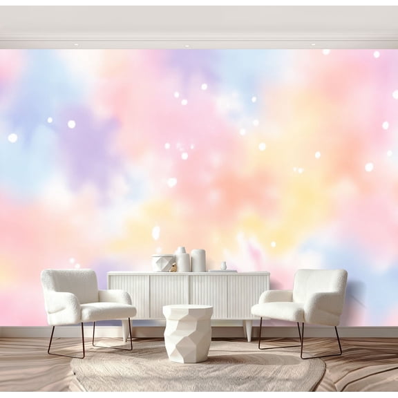 Wall Mural Peel and Stick Pastel colored tie dye printed fabric texture Self-Adhesive Wallpaper Removable Wall Decal Wall Sticker Home Decor for Living Room Bedroom 69"x96"