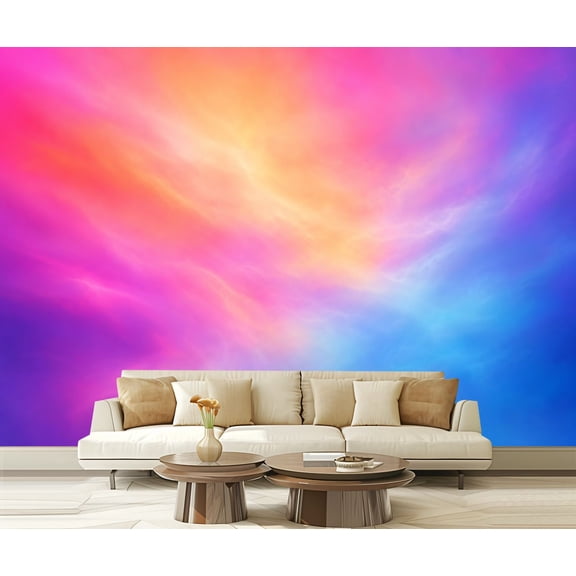 Wall Mural Peel and Stick Pastel pink purple blue orange Self-Adhesive Wallpaper Removable Wall Decal Wall Sticker Home Decor for Living Room Bedroom 100"x144"
