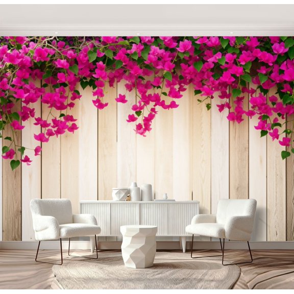 Wall Mural Peel and Stick Pink Bougainvillea flower Self-Adhesive Wallpaper Removable Wall Decal Wall Sticker Home Decor for Living Room Bedroom 69"x96"