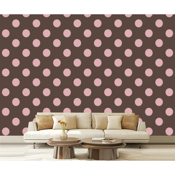 Wall Mural Peel and Stick Polka Dot Soft Pink Brown Self-Adhesive Wallpaper Removable Wall Decal Wall Sticker Home Decor for Living Room Bedroom 100"x144"