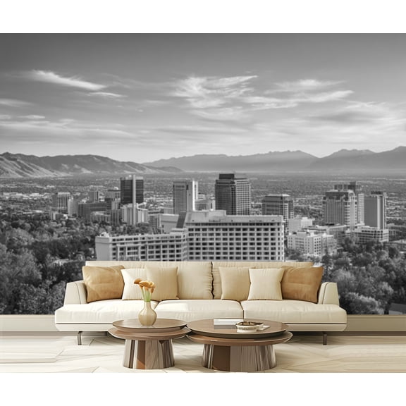Wall Mural Peel and Stick Salt Lake City Utah Downtown Self-Adhesive Wallpaper Removable Wall Decal Wall Sticker Home Decor for Living Room Bedroom 100"x144"
