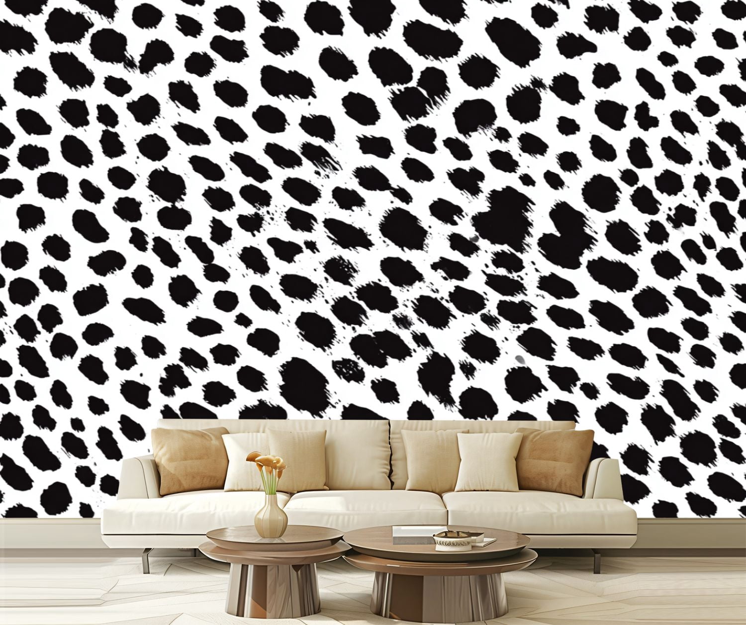 Wall Mural Peel and Stick Seamless dalmatian fur animal print Self-Adhesive Wallpaper Removable Wall Decal Wall Sticker Home Decor for Living Room Bedroom 100"x144"