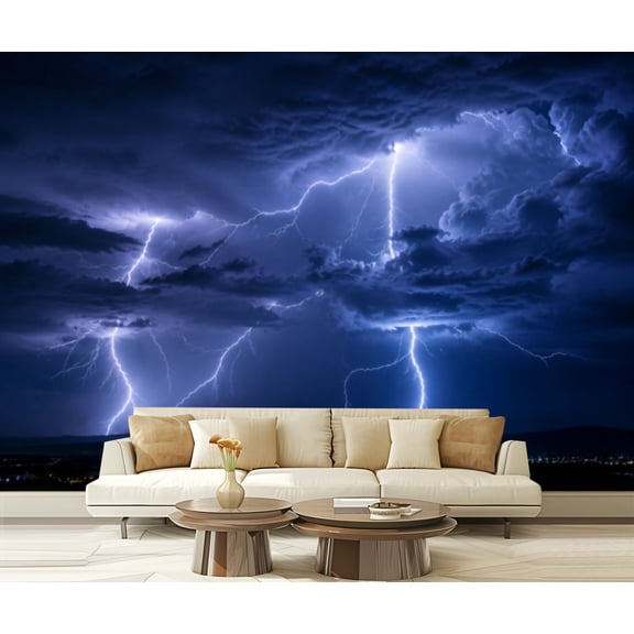 Wall Mural Peel and Stick Summer storm bringing lightnings rain Self-Adhesive Wallpaper Removable Wall Decal Wall Sticker Home Decor for Living Room Bedroom 100"x144"