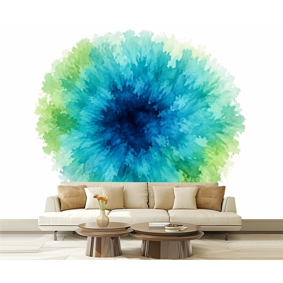 Wall Mural Peel and Stick Turquoise abstract watercolour scalable graphic Self-Adhesive Wallpaper Removable Wall Decal Wall Sticker Home Decor for Living Room Bedroom 100"x144"