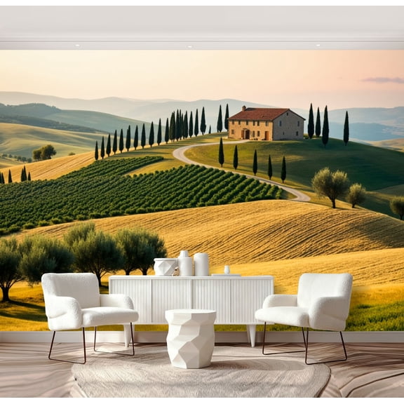 Wall Mural Peel and Stick Val d Orcia Tuscany Italy Self-Adhesive Wallpaper Removable Wall Decal Wall Sticker Home Decor for Living Room Bedroom 69"x96"