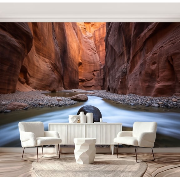 Wall Mural Peel and Stick Wall street Narrows Zion National Park Utah Self-Adhesive Wallpaper Removable Wall Decal Wall Sticker Home Decor for Living Room Bedroom 69"x96"