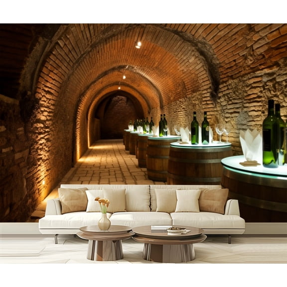 Wall Mural Peel and Stick Wine barrels cellar winery Self-Adhesive Wallpaper Removable Wall Decal Wall Sticker Home Decor for Living Room Bedroom 100"x144"