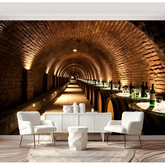 Wall Mural Peel and Stick Wine barrels cellar winery Self-Adhesive Wallpaper Removable Wall Decal Wall Sticker Home Decor for Living Room Bedroom 69"x96"