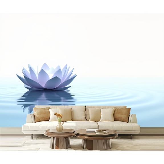 Wall Mural Peel and Stick Zen lotus flowers water white Self-Adhesive Wallpaper Removable Wall Decal Wall Sticker Home Decor for Living Room Bedroom 100"x144"
