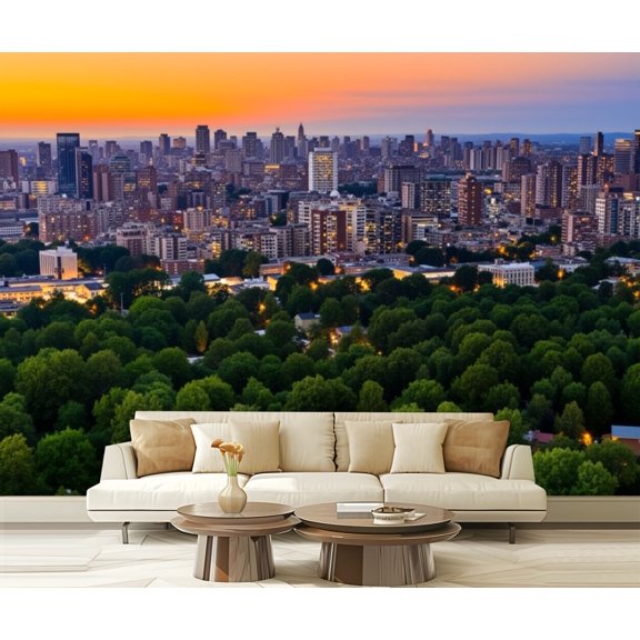 Wall Mural Peel and Stick birmingham alabama skyline alabamas pictures Self-Adhesive Wallpaper Removable Wall Decal Wall Sticker Home Decor for Living Room Bedroom 100"x144"