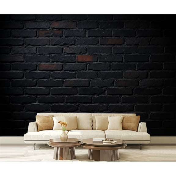 Wall Mural Peel and Stick black brick wall dark for design Self-Adhesive Wallpaper Removable Wall Decal Wall Sticker Home Decor for Living Room Bedroom 100"x144"