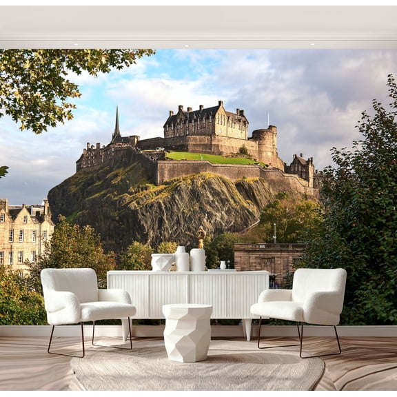 Wall Mural Peel and Stick edinburgh castle scotland from princes street gardens ross Self-Adhesive Wallpaper Removable Wall Decal Wall Sticker Home Decor for Living Room Bedroom 69"x96"