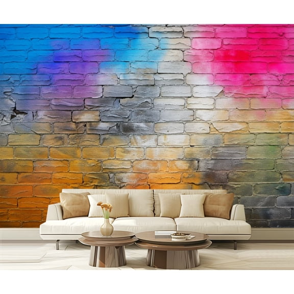Wall Mural Peel and Stick graffiti wall brick wall pictures Self-Adhesive Wallpaper Removable Wall Decal Wall Sticker Home Decor for Living Room Bedroom 100"x144"