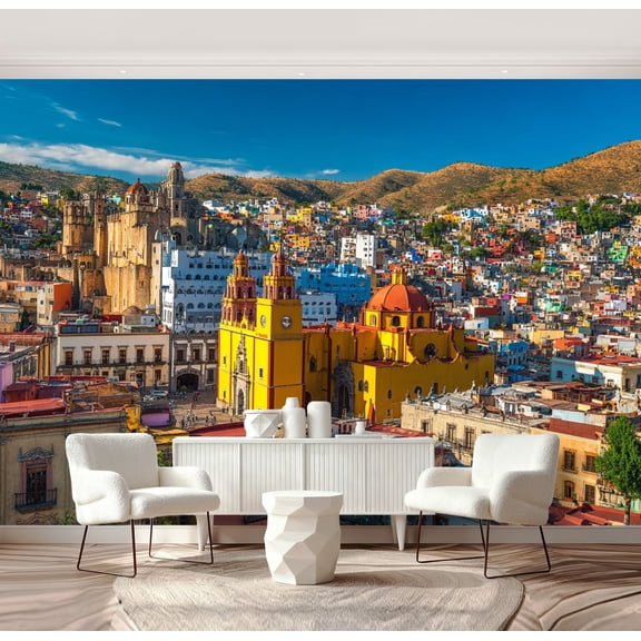 Wall Mural Peel and Stick guanajuato city streets old mediterranean towns pictures Self-Adhesive Wallpaper Removable Wall Decal Wall Sticker Home Decor for Living Room Bedroom 69"x96"