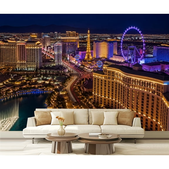 Wall Mural Peel and Stick las vegas strip spectacular sunset pictures royalty free Self-Adhesive Wallpaper Removable Wall Decal Wall Sticker Home Decor for Living Room Bedroom 100"x144"