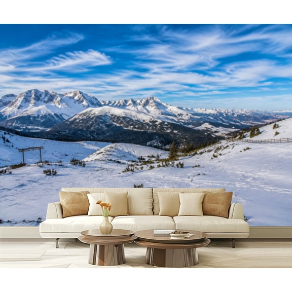 Wall Mural Peel and Stick mammoth mountain ski trail snowboards pictures Self-Adhesive Wallpaper Removable Wall Decal Wall Sticker Home Decor for Living Room Bedroom 100"x144"