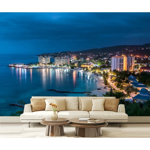 Wall Mural Peel and Stick ocho rios jamaica cityscape seasides pictures Self-Adhesive Wallpaper Removable Wall Decal Wall Sticker Home Decor for Living Room Bedroom 100"x144"