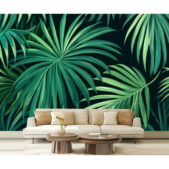 Wall Mural Peel and Stick palm frond Tropical leaves Banana leaf Exotic design Hawaiian Self-Adhesive Wallpaper Removable Wall Decal Wall Sticker Home Decor for Living Room Bedroom 100"x144"