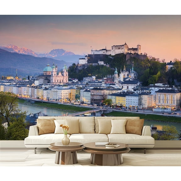 Wall Mural Peel and Stick salzburg austria old town pictures royalty free photos Self-Adhesive Wallpaper Removable Wall Decal Wall Sticker Home Decor for Living Room Bedroom 100"x144"